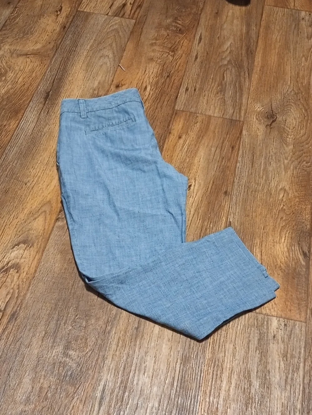 Womens Lands End Light Blue Chambray - Capri Pants Straight Fit Size 2P